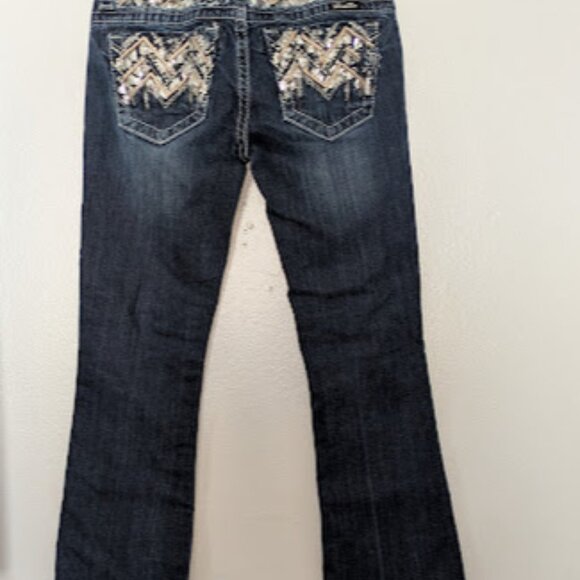 Miss Me Boot Cut Dark Wash Blue Jeans, Girls  (26”x25”) - Picture 4 of 9